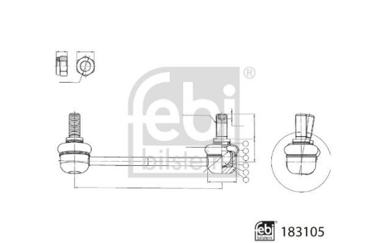 connecting rod with lock nuts 183105 FEBI