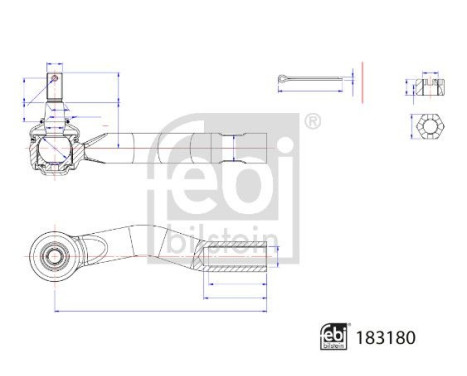 tie rod end piece with crown nut and cotter pin 183180 FEBI, Image 3