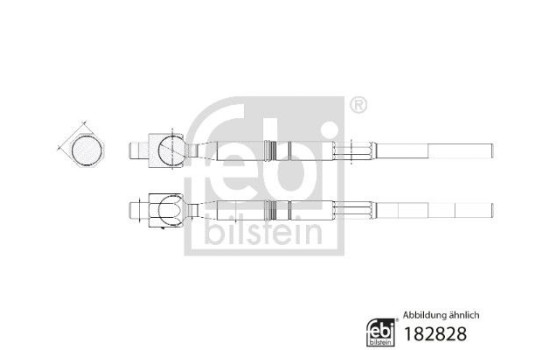 Track rod (without ball joint) with lock nut and locking plate 182828 FEBI