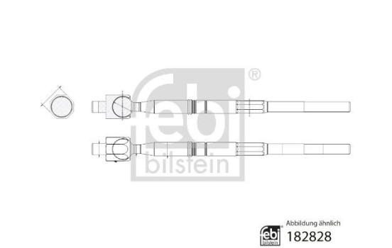 Track rod (without ball joint) with lock nut and locking plate 182828 FEBI