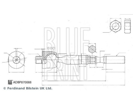 Axial ball, tie rod ADBP870088 Blue Print