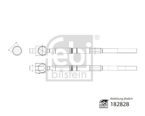 Track rod (without ball joint) with lock nut and locking plate 182828 FEBI