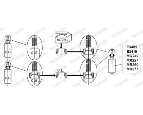 Screw Kit, suspension strut/wheel bearing housing ADAPTOR KIT AK228 Monroe, Image 5