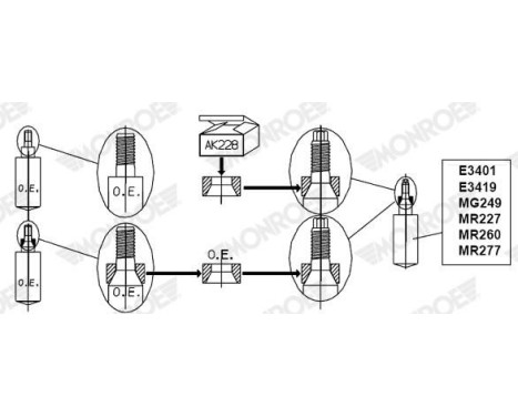 Screw Kit, suspension strut/wheel Stabiliser housing ADAPTOR KIT AK228 Monroe, Image 6