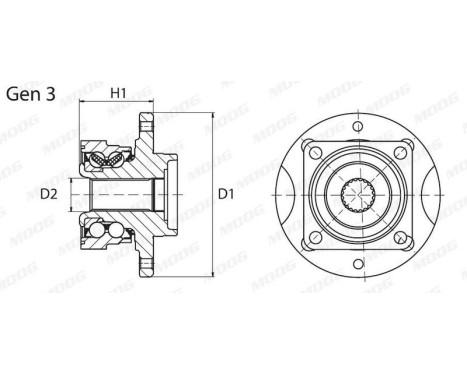 Wheel bearing OP-WB-11091 Moog, Image 2