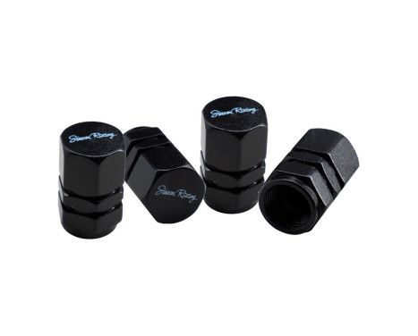 Simoni Racing Valve Cap Set Hexagonal - Aluminum Black