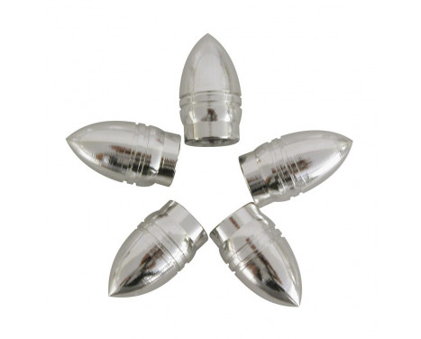 Valve caps 5 pcs. bullet silver