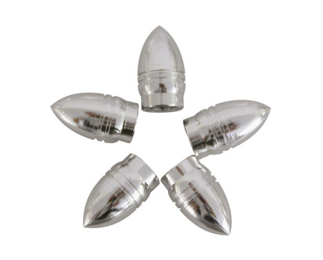 Valve caps 5 pcs. bullet silver, Image 2