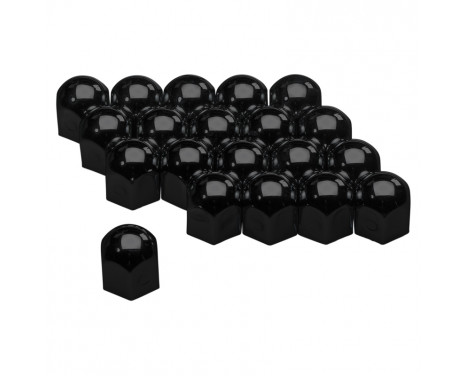 Set universal wheel nut caps - Black Steel - 17mm - set of 20 pieces