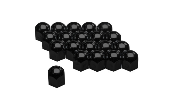 Set universal wheel nut caps - Black Steel - 19mm - set of 20 pieces