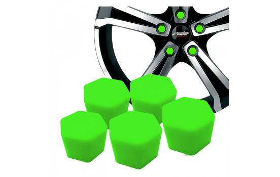 Simoni Racing Wheel Nut Caps Soft Sil - 19mm - Green - Set of 20 pieces