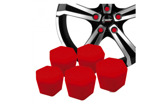 Simoni Racing Wheel Nut Caps Soft Sil - 19mm - Red - Set of 20 pieces