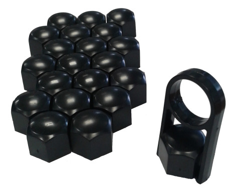 Universal wheel nut caps black plastic 19mm
