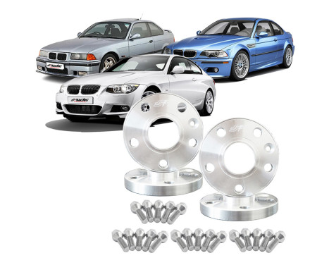 Simoni Racing Aluminum Wheel Spacer Set suitable for BMW 3 series, including wheel bolts