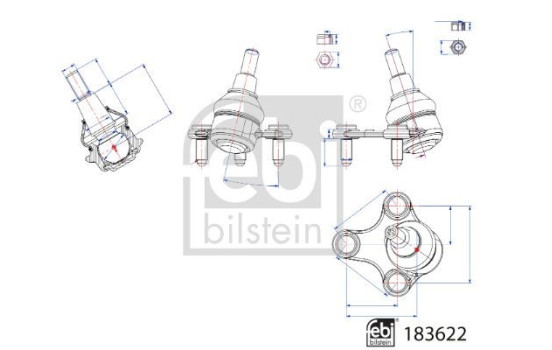 Ball joint with screws and nuts 183622 FEBI