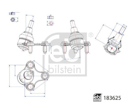 Ball joint with screws and nuts 183625 FEBI