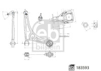 support arm with bearings, hinge, castellated nut and cotter pin 183593 FEBI