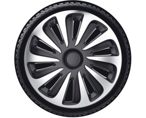 4-piece Hubcaps Caliber 17-inch silver / black carbon look, Image 2