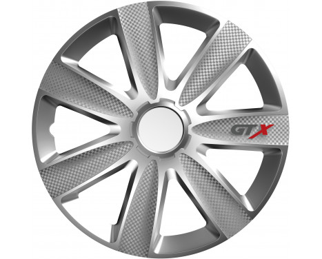 4-Piece Hubcaps GTX Carbon Silver 13 inch