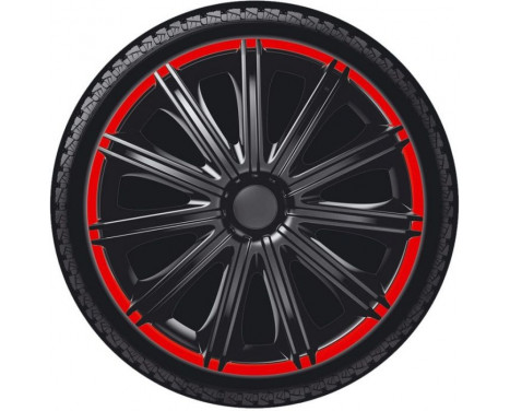 4-Piece Hubcaps Nero R 15-inch black / red, Image 2