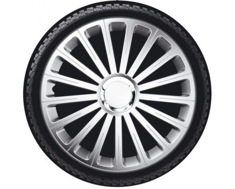 4-piece Hubcaps Radical 13-inch silver + chrome ring, Image 2