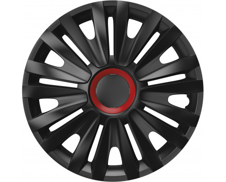 4-Piece Hubcaps Royal Red Ring Black 14 inch