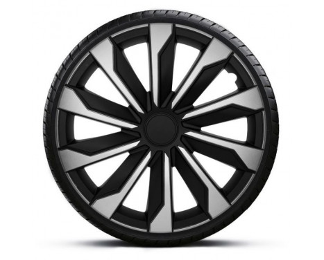 4-piece Hubcaps Typhoon 16-inch silver / black, Image 2