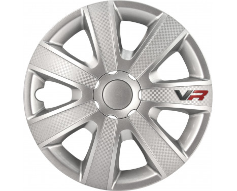 4-Piece Hubcaps VR 16-inch silver / carbon-look / logo