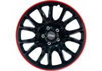 4-Piece J-Tec Wheel Cap Set Hero GTR 14-inch black / red rim