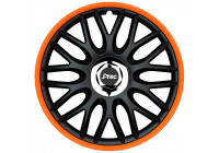 4-Piece J-Tec Wheel Cap Set Order R 13-inch black / orange + chrome ring