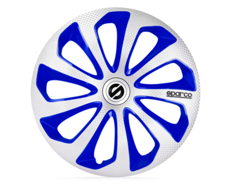 4-piece Sparco Hubcaps Sicilia 14-inch silver / blue / carbon, Image 2