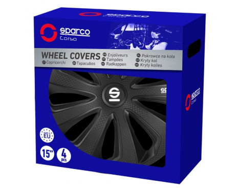 4-piece Sparco Hubcaps Sicilia 15-inch black / carbon, Image 3