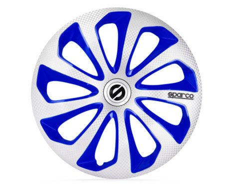 4-piece Sparco Hubcaps Sicilia 15-inch silver / blue / carbon, Image 2