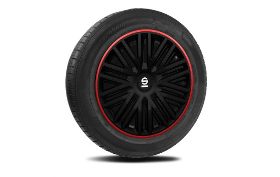 4-piece Sparco wheel caps set Bergamo 15-inch black / red, Image 2