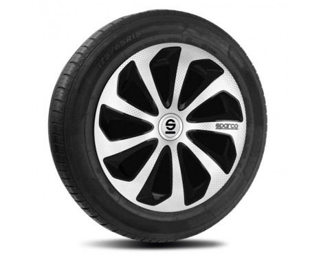 4-piece Sparco wheel cover set Sicilia 15-inch silver / black / carbon, Image 2