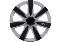 4-Piece Wheel Cover Set GTX Carbon Black & Silver 13''