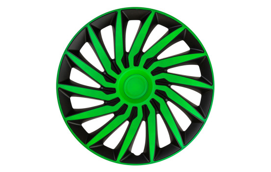 Kendo 13-inch wheel cover set, black/green