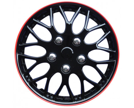 Missouri 15-inch wheel cover set, black/red rim