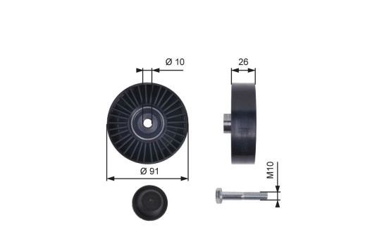 Deflection/Guide Pulley, v-ribbed belt DriveAlign® T36001 Gates