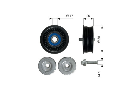 Deflection/Guide Pulley, v-ribbed belt DriveAlign® T36765 Gates