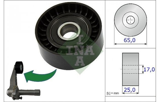 Tensioner Pulley, v-ribbed belt 531086610 Ina