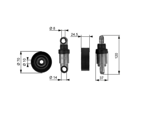 Tensioner Pulley, v-ribbed belt DriveAlign® T38242 Gates, Image 2