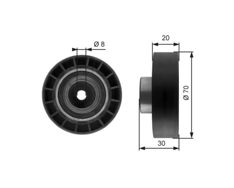 Tensioner Pulley, V-ribbed belt T39059 Gates