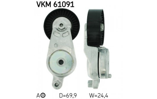 Tensioner Pulley, v-ribbed belt VKM 61091 SKF