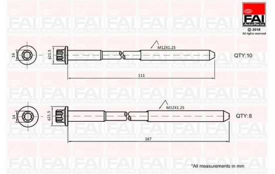 Bolt Kit, cylinder head