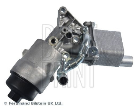 Oil filter housing with oil filter and oil cooler