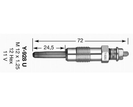 Glow Plug D-Power 29 Y-928U NGK, Image 2