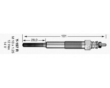 Glow Plug Y-197R NGK, Image 2