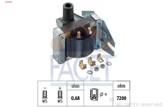 Ignition Coil Made in Italy - OE Equivalent 9.6026 Facet