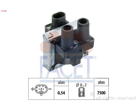 Ignition Coil Made in Italy - OE Equivalent 9.6046 Facet, Image 2